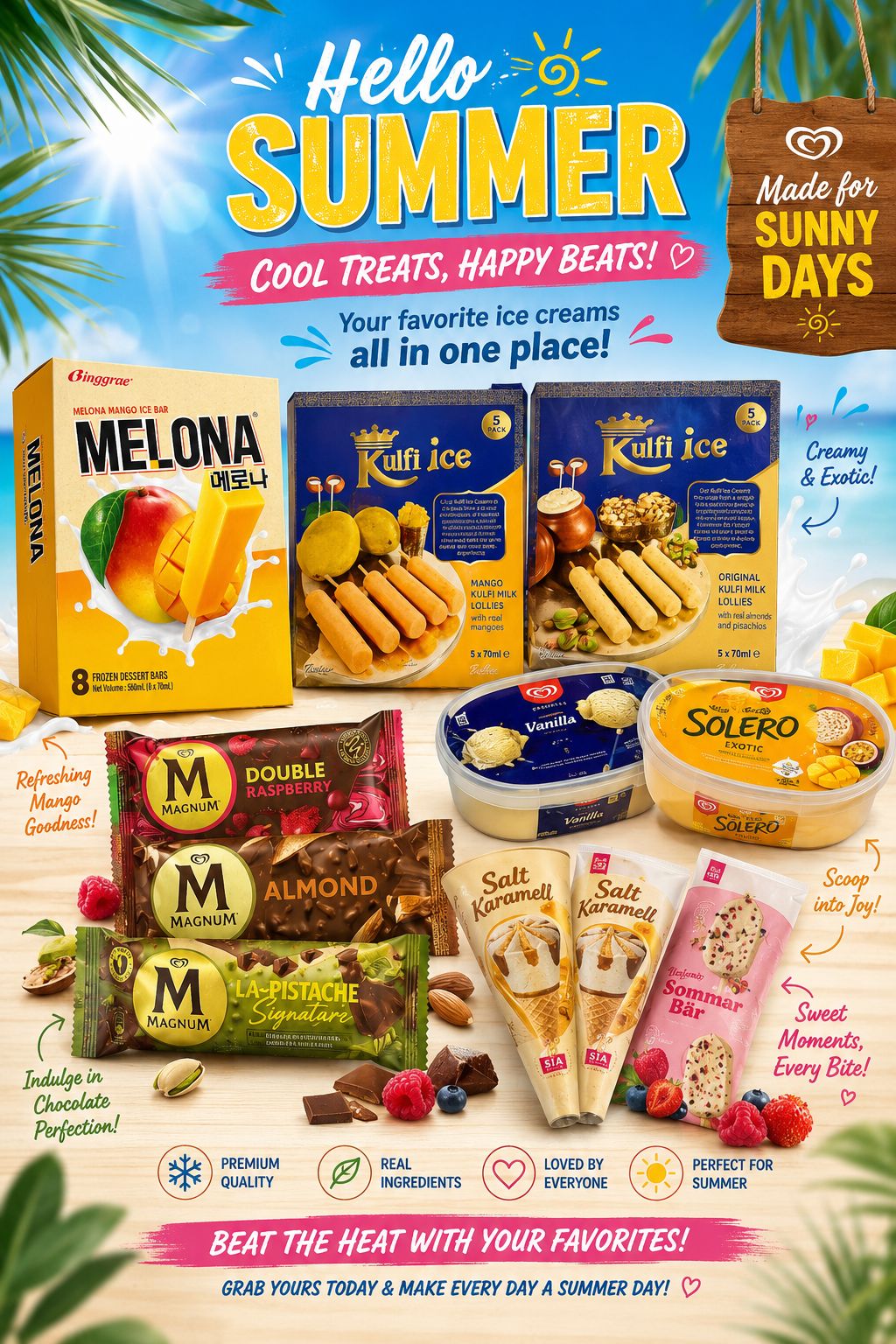 Frozen snacks and ice cream
