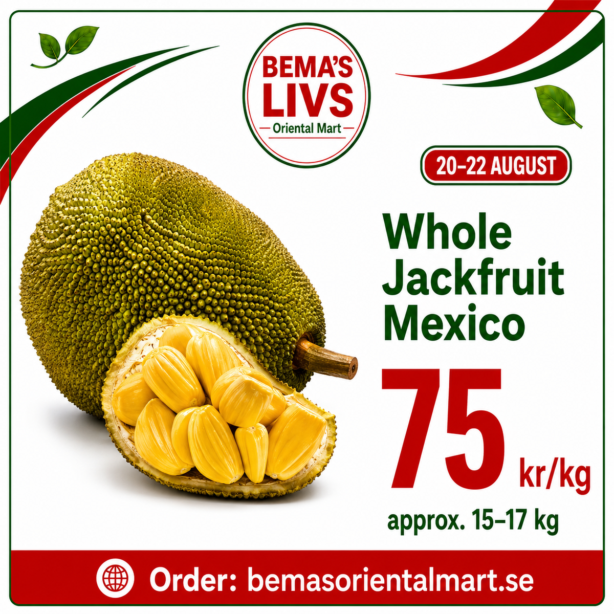 Riped jackfruit sweet 15~17kg